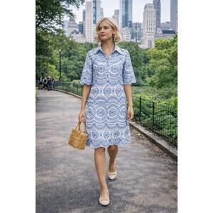 MISA Los Angeles Lucia Blue Midi Dress Cottage Feminine Resort Vacation NWT Sz M